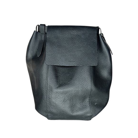 All Saints Large Black Pebbled Cow Hide Leather Backpack Purse Bag - Picture 2 of 12